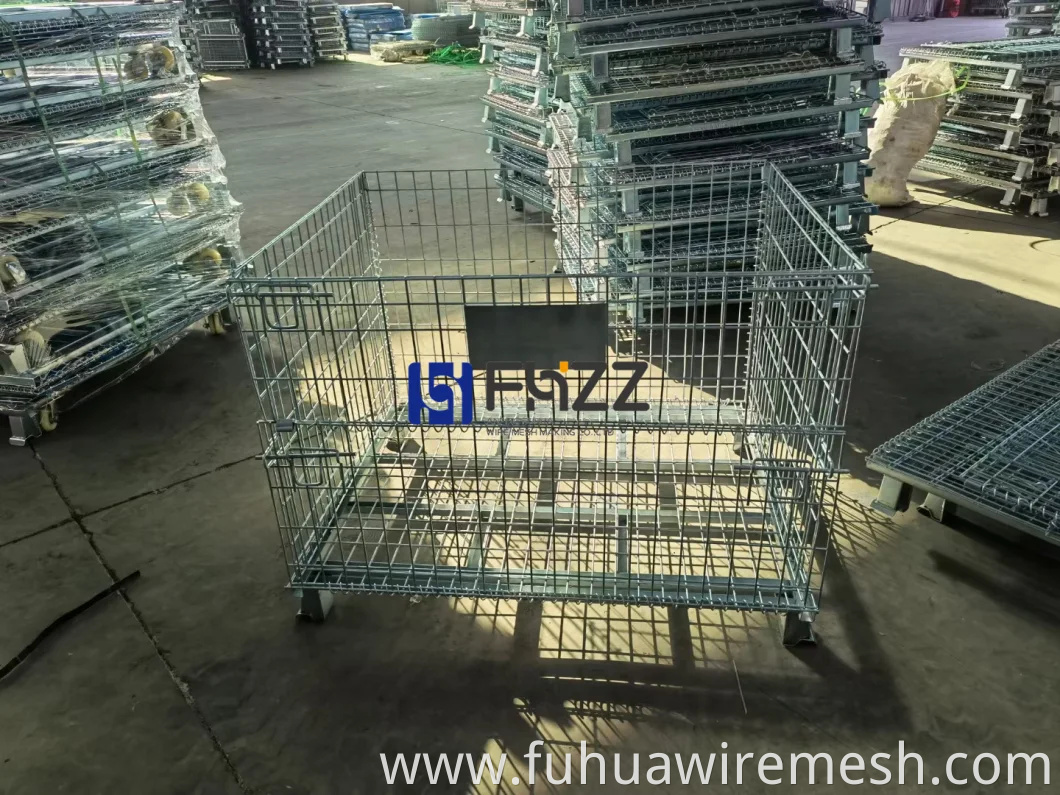 Hot Dipped Galvanized Welded Mesh Wire Foldable Metal Storage Cages for Warehouses and Logistics Centers